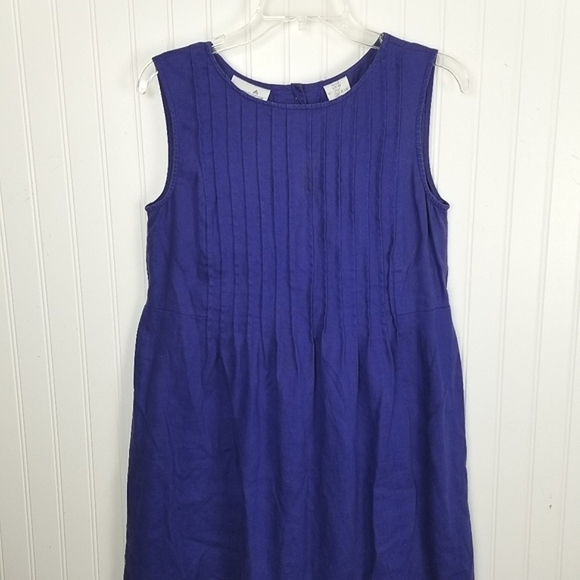 Liz Claiborne Petite Linen Sleeveless Shirt Dress Button Pin Tuck Tie Waist Blue - Picture 6 of 11